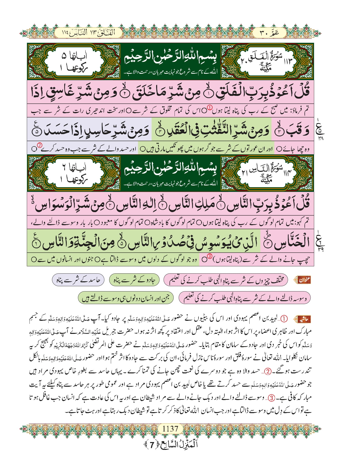 Surah Falaq + Surah Nas With Urdu Translation and Tafseer