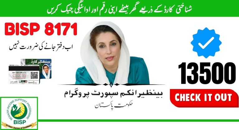 8171 Web Portal, Check CNIC Status for BISP Ehsaas Program 2025
