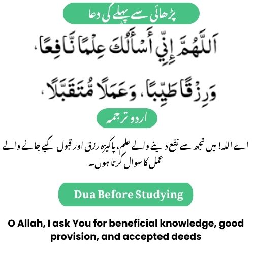 Dua Before Studying with Urdu & English Translation